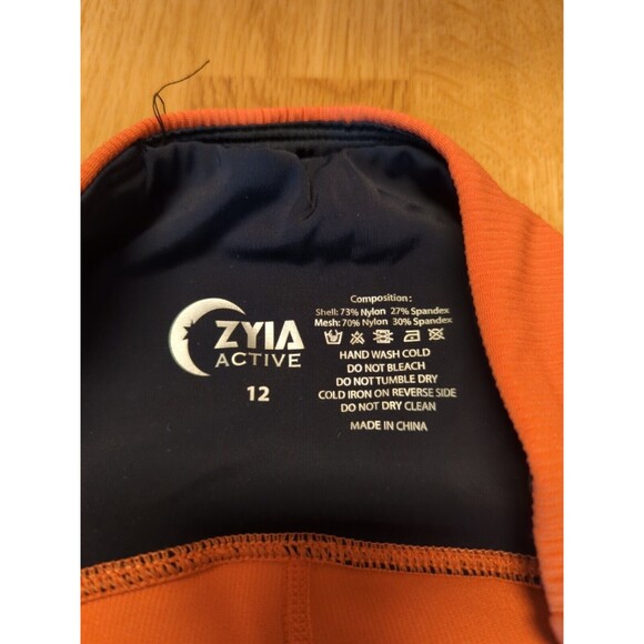 ZYIA Active Leggings Womens 12 Burnt Orange Premium 7/8 Ribbed Black Stripe - Picture 5 of 10